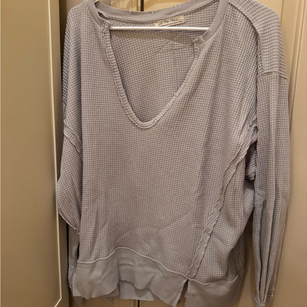 FP Movement by Free People Gray Waffle Knit Top